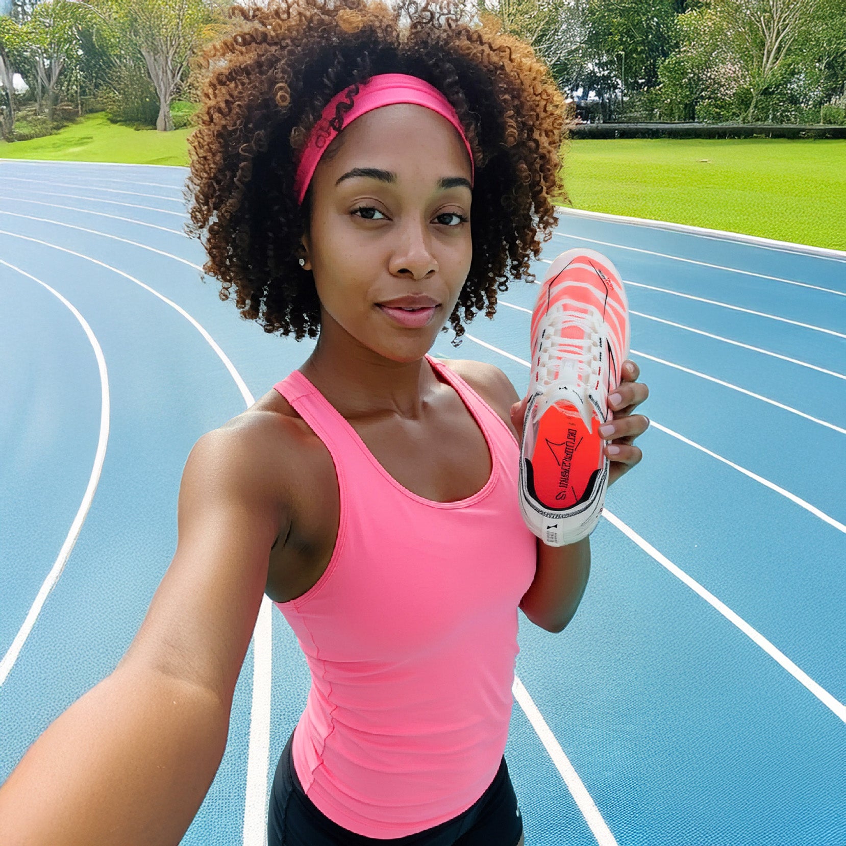 Athlete holding Hyper CP2 track spikes
