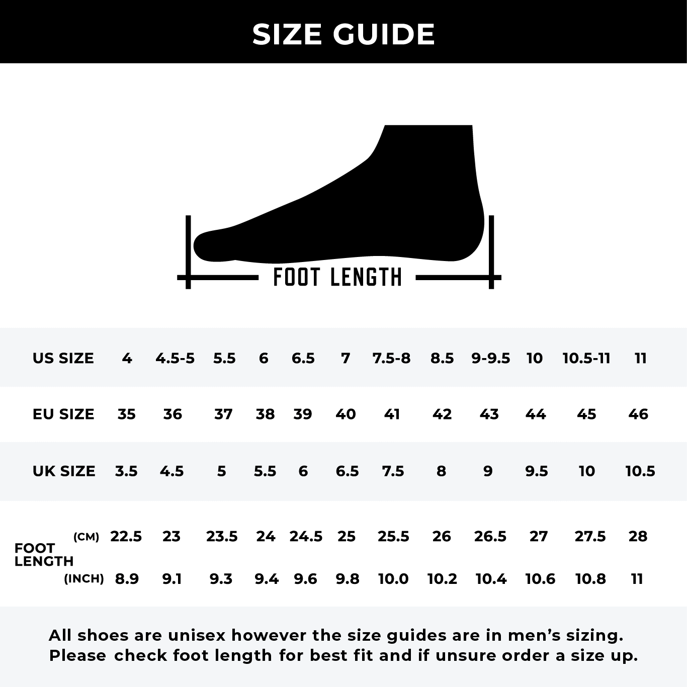 Dream Sprint Track Spikes Size Guide