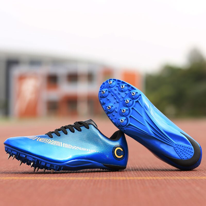 Ice Storm Sprint Track Spikes Blue on the Track