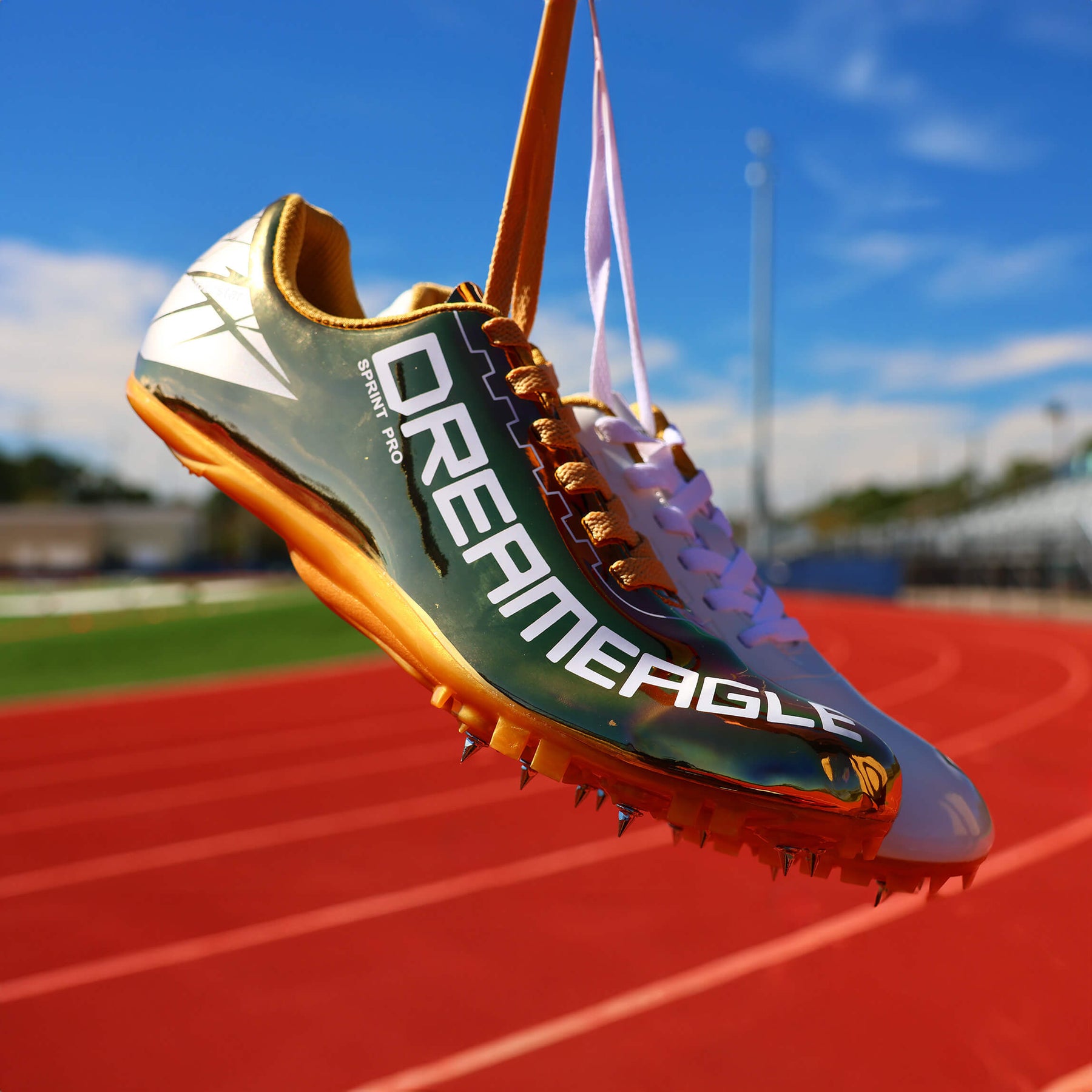 Eagle Sprint Track Spikes Gold On A Running Track