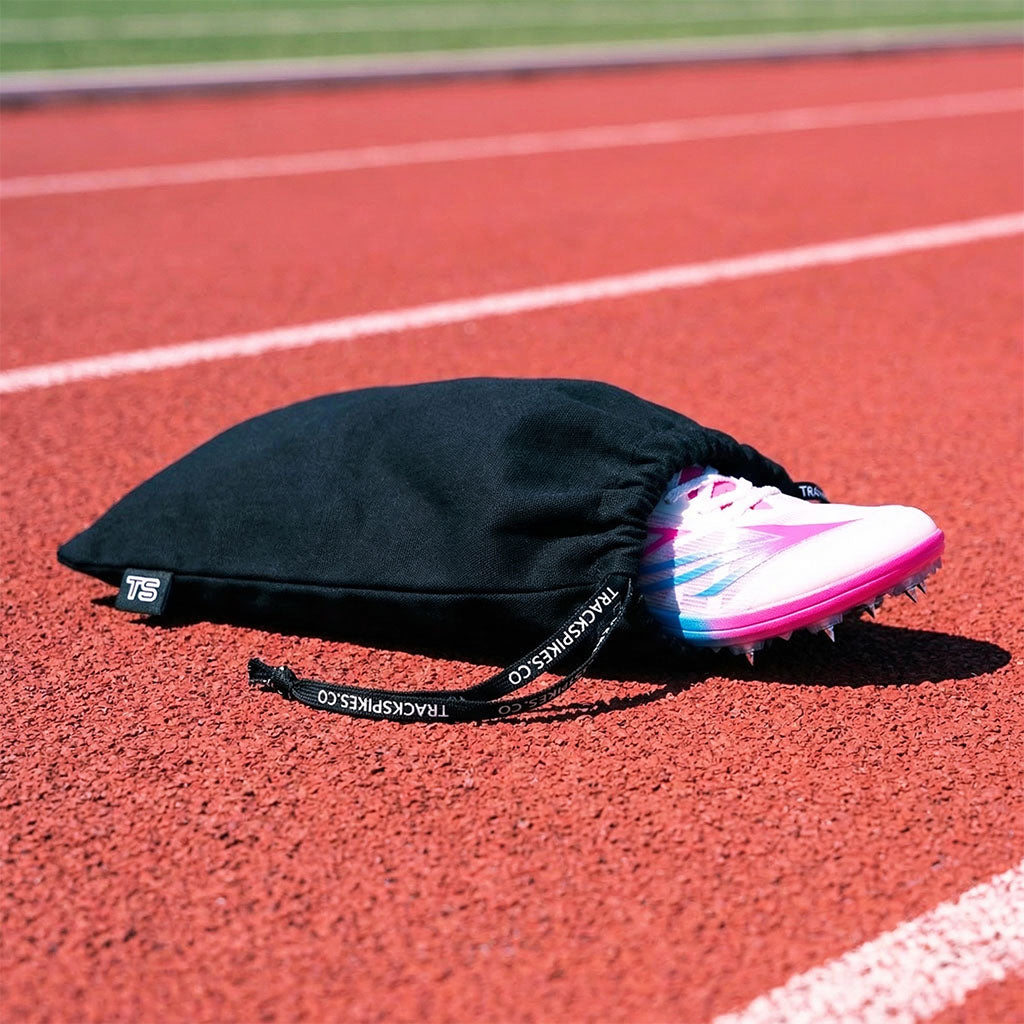 Track Spikes Drawstring Bags