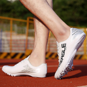 Eagle Sprint Track Spikes in White on the Track
