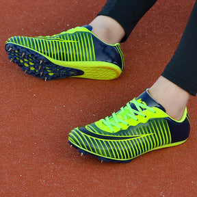 Mid X Distance Track Spikes Yellow on a Running Track